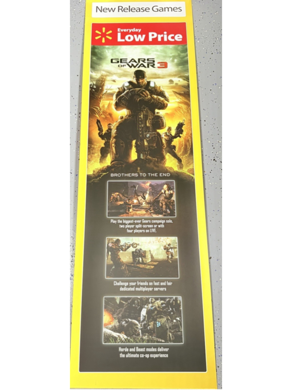 Gears of War 3 Store Display Poster 16x57 Xbox 360 Game Banner